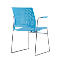 Chaise de conférence moderne en plastique à dossier moyen avec pieds en métal pour bureau, école, salle de classe et salle de réunion
