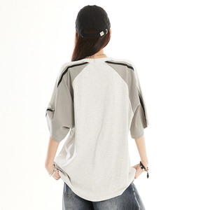 T-shirt sportiva estiva in maglia pesante con logo patchwork a maniche corte per uomo e donna, abbigliamento casual per coppie - Product Image 2