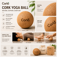 Balle de massage en liège 100% naturel pour le yoga et le Pilates, pour la libération des points de tension et la récupération physique