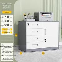 Meuble de rangement métallique tendance à portes coulissantes pour bureau, armoire basse avec serrure, pour archivage de documents, avec compartiments latéraux