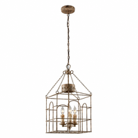 Lustre suspendu vintage en fer forgé, design cage à oiseaux carrée classique, pour îlot de cuisine, design unique