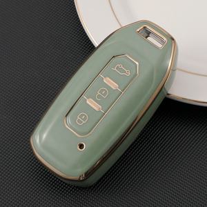 Protecteur de clé de voiture en TPU Gold Edge pour Ford Territory 2023 <span class=keywords><strong>2022</strong></span> 2021 <span class=keywords><strong>Titanium</strong></span> EV Key Keyless 3 Button Car Key Holder - Product Image 4