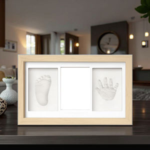 Nuevo Kit de estampado de pies a mano para bebé, marco de madera gris personalizado, formulario de registro de bautismo, nuevo regalo de madre para jardín de infantes recién nacido - Product Image 3