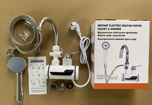 Robinet <span class=keywords><strong>chauffe</strong></span>-<span class=keywords><strong>eau</strong></span> instantané électrique Bokai RX-018 en acier inoxydable, affichage LED, étanche IPx4, 3000W - Product Image 2