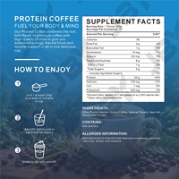 Poudre de café protéiné à la vanille en marque blanche OEM, 20g de protéines, riche en protéines, faible en glucides, énergie et concentration, café instantané sans sucre ajouté