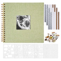 Album de scrapbooking rétro noir de 8 pouces en gros avec couverture en tissu de lin, reliure spirale, design artisanal écologique