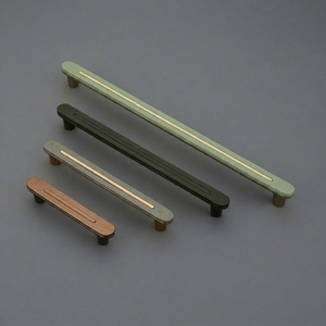 Luxury Stripped Zinc Alloy Cabinet Handles Dual Tone Ribbed Drawer Pulls Wardrobe <b>Cupboard</b> Door Handle Furniture Hardware - Product Image 1