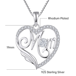 Exquisito diamante CZ 925 plata esterlina corazón mamá colgante collar con regalo del Día DE LA MADRE joyería para mujer - Product Image 5