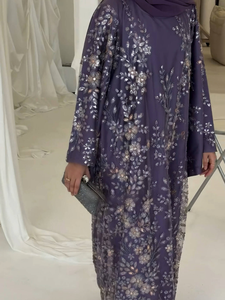 Robe longue de soirée Abaya de luxe Loriya brodée et perlée pour femmes musulmanes, tenue de soirée islamique modeste de Dubaï - Product Image 6