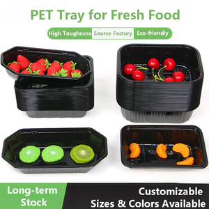 <strong>Disposable</strong> Eco-Friendly Transparent PET <strong>Plastic</strong> Food Storage <strong>Trays</strong> Cake Fruit Packing Display Dry Fruit Vegetable Snack - Product Image 3