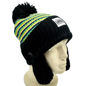 รับประกันคุณภาพ หมวกบีนนี่สำหรับผู้ใหญ่ ขนาด 56-58 ซม. ผลิตจากอะคริลิก 100% แบบถักเรียบและลายเคเบิล พร้อมพู่ปอมปอม สไตล์ลำลองสำหรับฤดูหนาว - Product Image 1