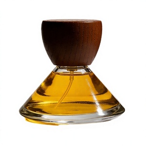 Exclusive Design Hot-sale 100ml Cone Shape Clear <b>Empty</b> Perfume <b>Bottle</b> with Wooden Cap Screen Printing Pump Sprayer/ - Product Image 3