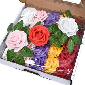 Venta al por mayor de rosas blancas falsas, rosas artificiales de látex táctiles reales, proveedor personalizado