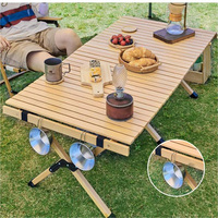 Table pliante en bois de hêtre naturel, table de camping portable, table de pique-nique en bois massif