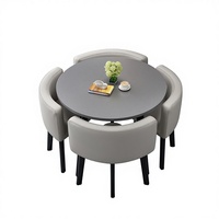 Ensemble de table basse ronde minimaliste moderne en marbre et bois pour le salon, facile à nettoyer