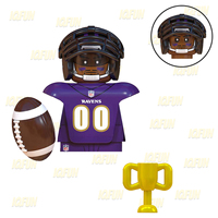 Set Blok Bangunan Mini Pemain Sepak Bola Amerika 4.5cm, Figur Kompatibel dengan Mainan Plastik Blok Utama WM2311-WM2326