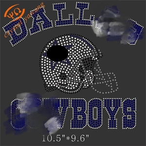 Adornos de Cristal Azul Brillante YHB para Cascos de Vaqueros, Transferencias de Diamantes de Imitación, Logotipo Personalizado del Equipo, Motivos Termoadhesivos de Cristal, No se Caen Fácilmente - Product Image 1