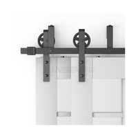 Kit de quincaillerie pour porte de grange coulissante coulissante à double voie de contournement pour portes en bois