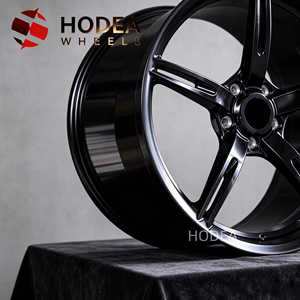 5 <span class=keywords><strong>Ruedas</strong></span> Forjadas Negras Brillantes de Doble Radiación de 18-22 Pulgadas, Llantas Monobloque Personalizadas 5x112 5x120 para BMW Tesla Audi - Product Image 2