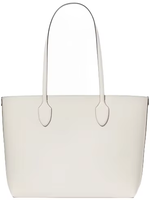 Grand sac fourre-tout tendance en cuir véritable Bleecker avec fermeture éclair, motif uni, doublure en polyester, couleur parchemin