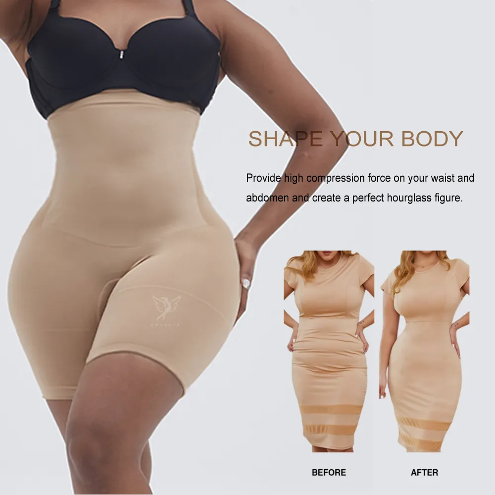 Hygieia Compression personnalisée taille haute bout à bout forme porter court anti-dérapant contrôle du ventre minceur sans couture Shapewear Shorts