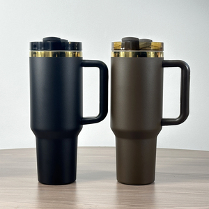 Bulk Wholesale 40oz Insulated Stainless Steel Tumbler with Handle Straw Custom Logo Gold Rose Powder Coated Eco Friendly Water B - Product Image 2