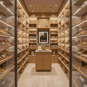 Vitrine à cigares électrique à LED en bois de cèdre espagnol avec serrure intelligente, température et humidité réglables, personnalisable - Product Image 1