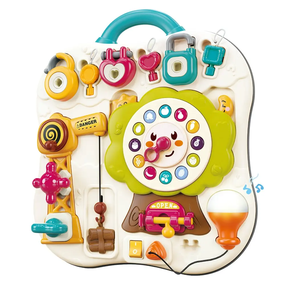 Activité sensorielle éducative Apprentissage Busyborad Toddler Plastic Musical Busy Board Montessori Toys