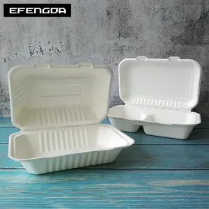 Lúa Mì Rơm Mía 5 Inch 6 Inch Phân Hủy Sinh Học Dùng Một Lần Hamburger Container Giấy Burger Bột Giấy Hộp