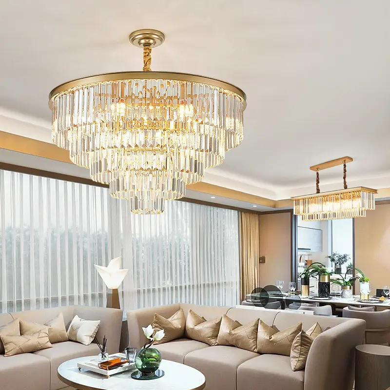 high quality indoor decor postmodern atmospheric household bedroom dining room three layers crystal chandelier