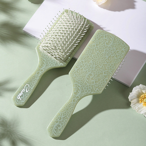 Brosse <span class=keywords><strong>à</strong></span> <span class=keywords><strong>cheveux</strong></span> carrée personnalisée Motif <span class=keywords><strong>vintage</strong></span> Massage du cuir chevelu personnalisé Coussin d'air <span class=keywords><strong>Peigne</strong></span> pour femmes Démêlant <span class=keywords><strong>Cheveux</strong></span> Plastique Laser - Product Image 1
