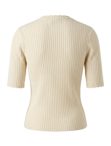 Suéter de Mujer con Cuello en V, Manga Corta, Tejido de Punto, Corte Ajustado, Top Corto, Personalizable OEM/ODM, Primavera, Casual - Product Image 3