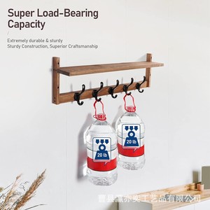Wooden Wall Mounted Coat Rack With <b>Shelf</b> 5 <b>Hooks</b> Entryway Organizer For Living Room And Bathroom Storage - Product Image 4