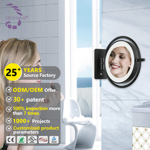 <span class=keywords><strong>Espejo</strong></span> de pared con <span class=keywords><strong>luz</strong></span> Led para tocador de baño de Hotel personalizado de fábrica, marco redondo grande, <span class=keywords><strong>espejo</strong></span> de <span class=keywords><strong>maquillaje</strong></span> con <span class=keywords><strong>aumento</strong></span> giratorio, Sensor táctil - Product Image 1