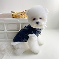 Chaqueta de Motero para Mascotas con Forro Polar y Hebilla de Tracción, Abrigo Cálido para Perros con Cuello de Lana de Cordero para Bichón y Teddy