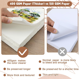 Acuarela hecha a mano 300 GSM borde cubierto blanco papel texturizado de algodón Vintage hecho a mano para invitaciones, escritura, dibujo - Product Image 3