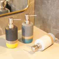JIAYE Distributeur de savon en céramique texturée, 1 pièce, vente en gros - Accessoires de salle de bain de couleur naturelle pour maisons, hôtels et spas