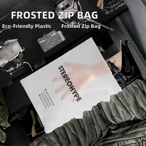 Custom Frosted Gravure Printed Zipper <b>Bag</b> Clear Plastic <b>Zip</b> <b>Lock</b> for Clothing T-Shirts Socks Shoes Made Recycled CPE Material - Product Image 2