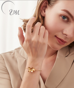 VM JEWELRY Bracelet jonc fin de luxe minimaliste en or 18 carats/argent 925 avec perle d'eau de mer 9,0 mm, certifié NGTC, unisexe - Product Image 4