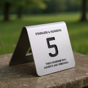 Targhetta Indicatrice Numerata in Acciaio Inossidabile, Numero 5, per Eventi e Matrimoni - Product Image 3