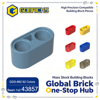 Gobricks GDS-662 Venta al por mayor de piezas de repuesto para bloques de construcción de robot mini, viga 43857 1x2, suministro de piezas de bloques de construcción de ABS grueso
