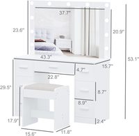 Table de maquillage blanche avec miroir éclairé, 3 modes d'éclairage de couleur, coiffeuse avec tiroirs, ensemble de coiffeuse de chambre à coucher pour femme