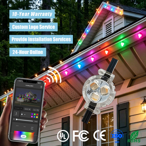 Luces Navideñas Permanentes RGBW IP68 con Control Inteligente por Aplicación, 12V 24V, Cuerpo de PC, <span class=keywords><strong>Luz</strong></span> Puntual para Decoración de Edificios, Venta al Por Mayor - Product Image 1