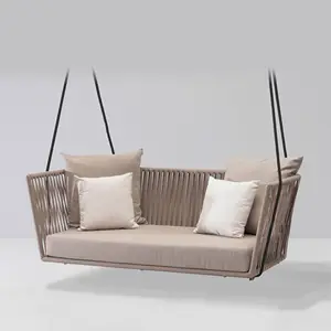 Balançoire de jardin en gros de haute qualité avec panier suspendu, chaises en rotin idéales pour un balcon intérieur/