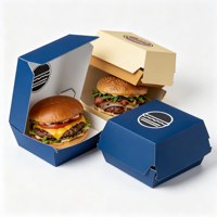Best-seller - Boîte à hamburger en carton blanc robuste, biodégradable, fabriquée à partir de matériaux recyclés, logo de marque personnalisé, impression quadricolore