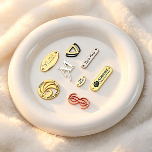 High Quality Custom Metal Brand Labels Own Design Sew-on Metal Logo <b>Tags</b> Private <b>Name</b> Metal Plates for Clothing & Bags - Product Image 1
