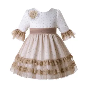 OEM Pettigirl Birthday Dresses For Girls With Lace Tulle Communion Ceremony Children White Dress