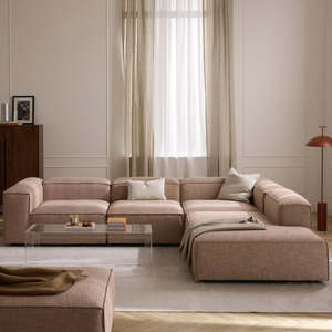 Divano Angolare Modulare in Tessuto, 4 Posti, Design Moderno <span class=keywords><strong>e</strong></span> Minimalista a Forma di L, <span class=keywords><strong>Arredamento</strong></span> Morbido per Casa, Adatto per Appartamenti, Hotel <span class=keywords><strong>e</strong></span> Ville - Product Image 1