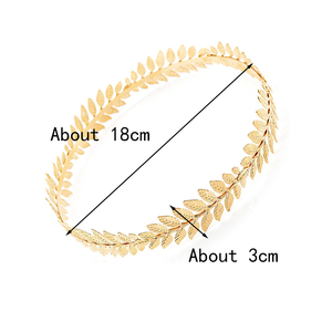 Couronne de feuilles d'or de bonne qualité pour mariée, diadèmes européens et américains en feuilles dorées, serre-tête rétro grec et romain en laurier - Product Image 6