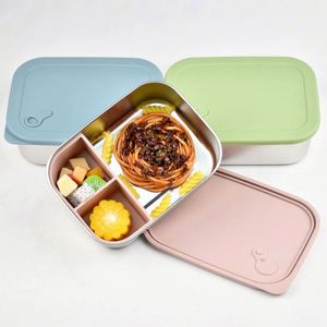 Leakproof Portable 304 Stainless Steel Divider Bento <b>Lunch</b> Box With 3 Compartments for Kids School <b>Set</b> BPA Free Eco-Friendly - Product Image 2